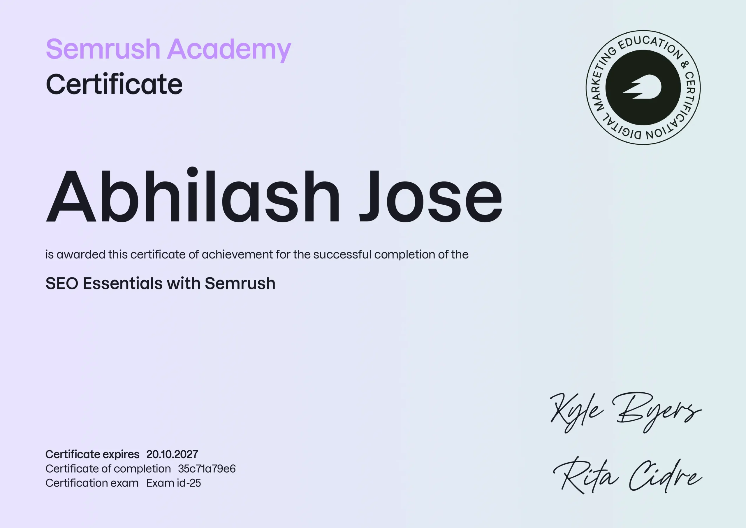 SEO Essentials with Semrush Certification